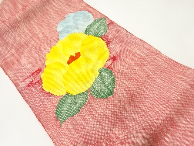 JAPANESE NAGOYA OBI / TSUMUGI / WOVEN FLORAL PLANTS